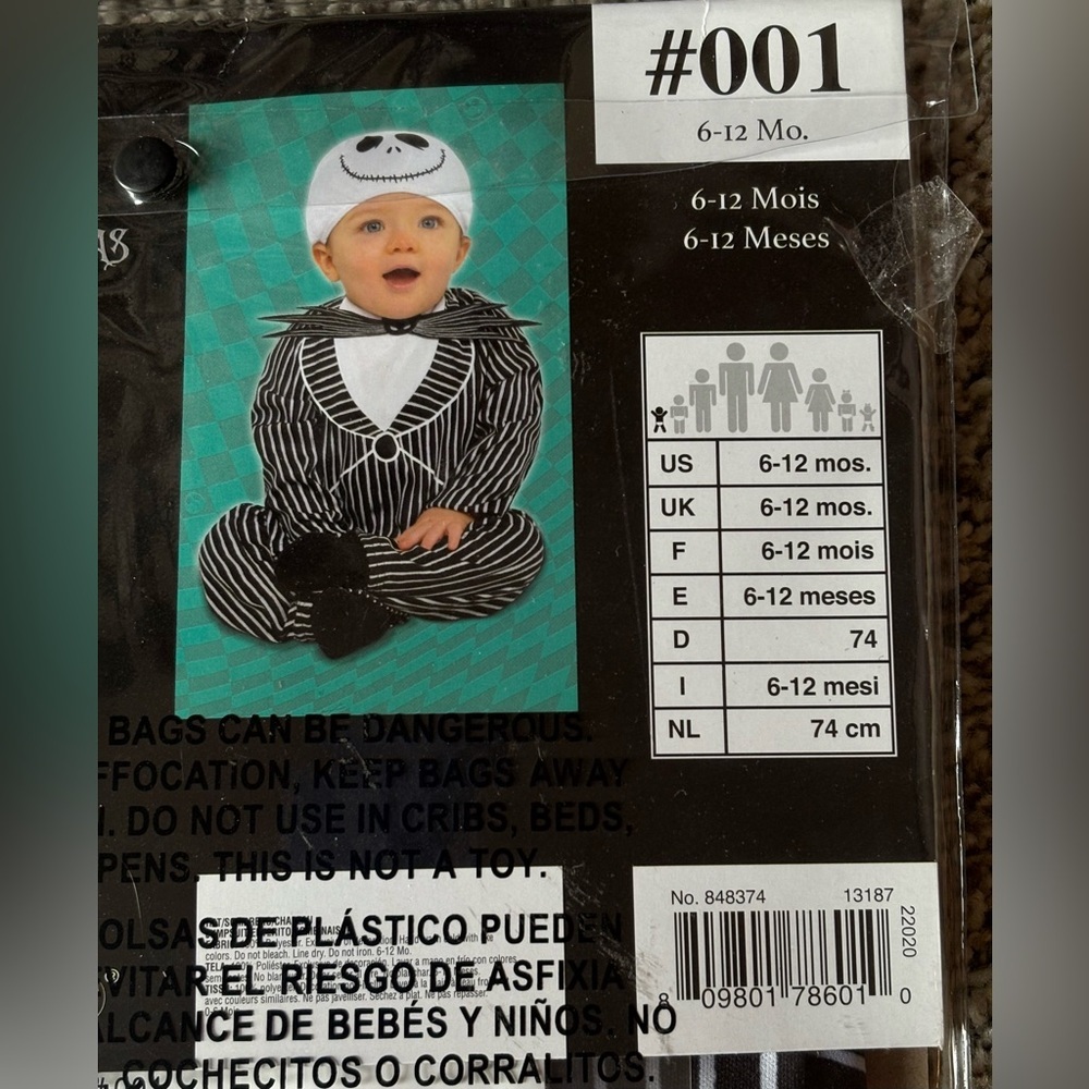 The Nightmare Before Christmas Jack Skellington Baby Costume - Black and White - Picture 4 of 5